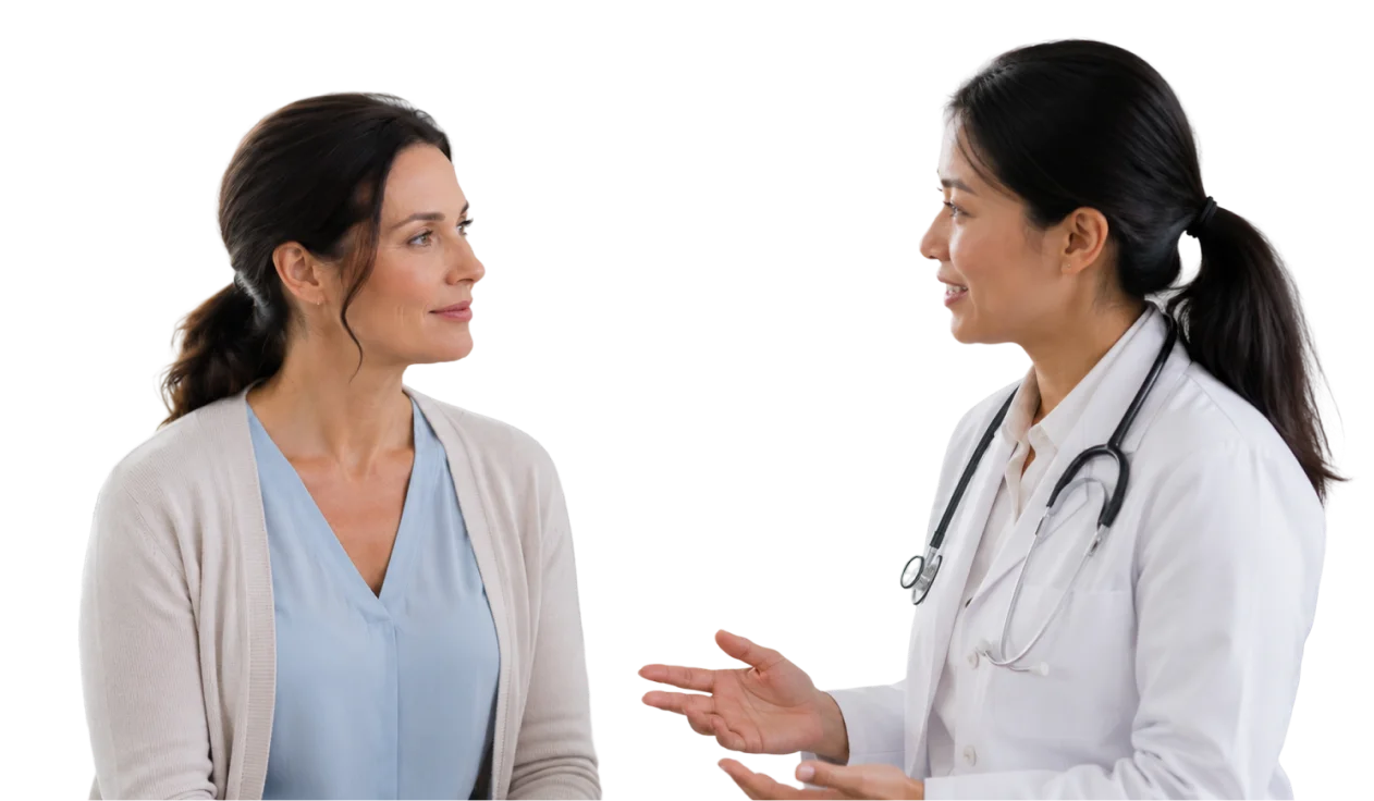 Patient consulting with a specialist